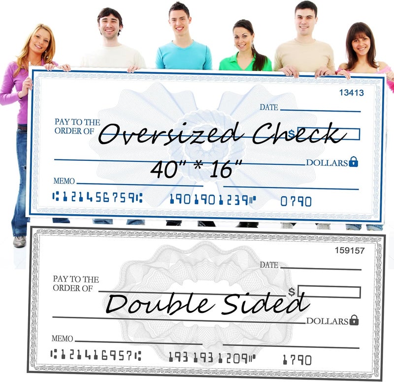 lausomile 30"x16" Reusable Giant Check Board for Donations,Awards & Presentations - Oversized Dry Erase Fake Check with Laminated Surface, Waterproof & Tear-Resistant Cardboard for Fundraisers, Charity Events - Image 1
